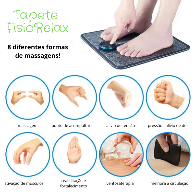 Tapete FisioRelax com EMS Elétrico para Massagem e Saúde dos Pés